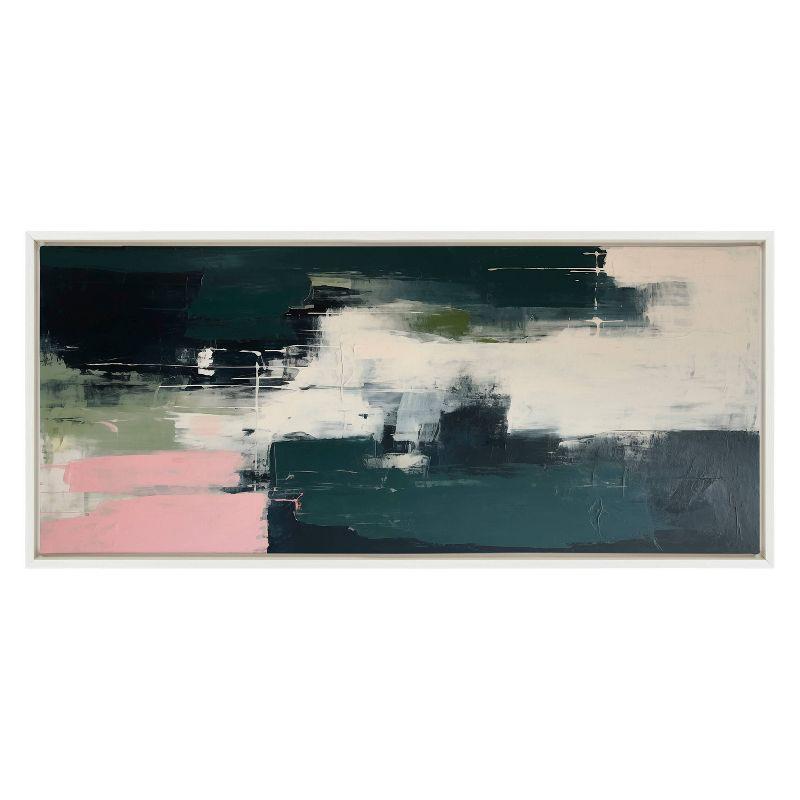 Kate & Laurel All Things Decor 18"x40" Sylvie Emerald Blush Framed Canvas by Amy Lighthall White