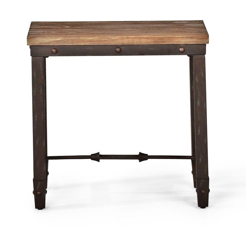 Jersey Chairside End Table Antique Oak - Steve Silver Co.: Sturdy Pine Veneer, Iron Frame, Space-Saving Design