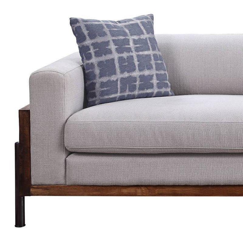 91" Pelton Sofa Fabric/Walnut - Acme Furniture: Linen Upholstery, Wood Frame, Metal Legs