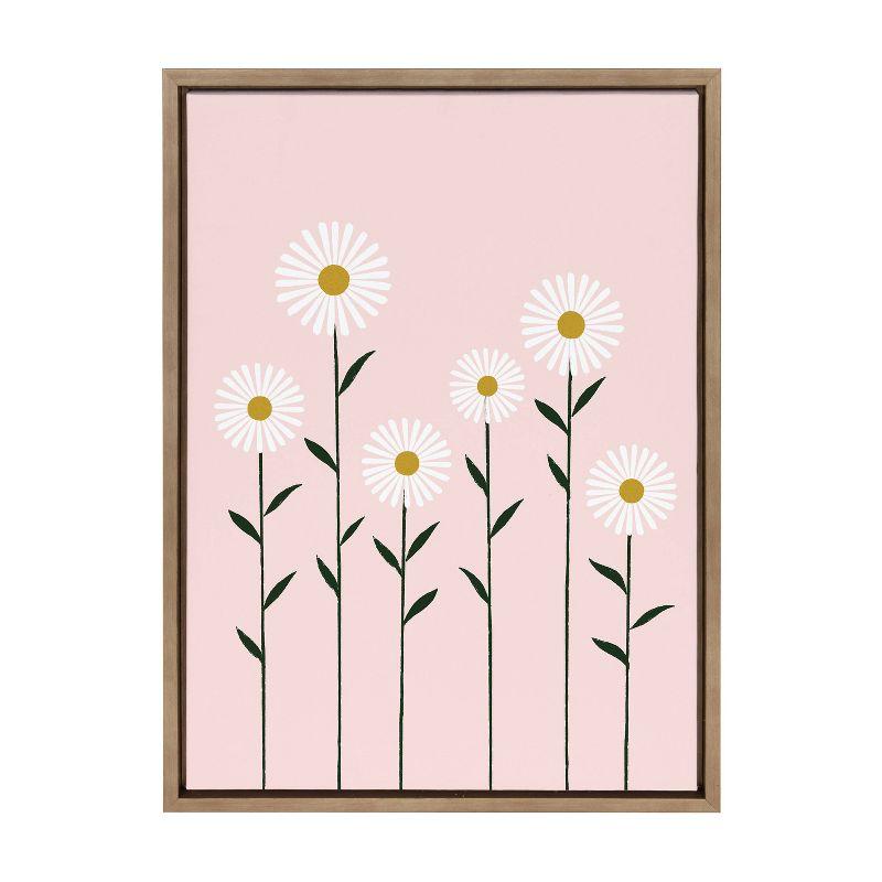 Sylvie Daisies Pink and Gold Framed Canvas Wall Art