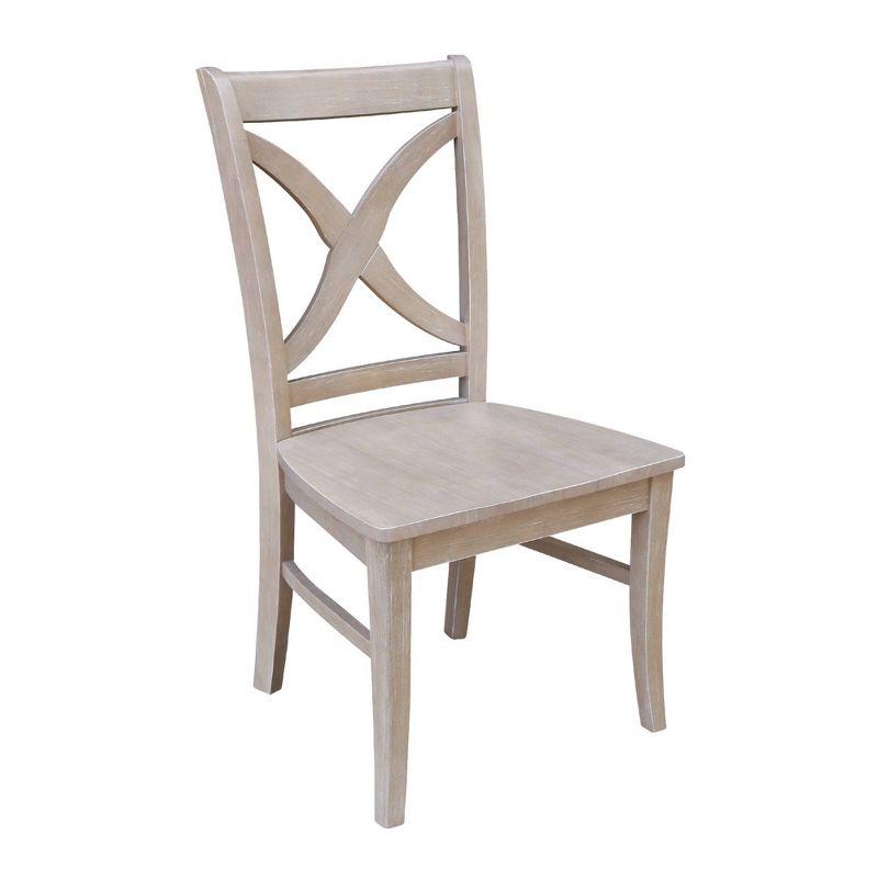 Solid Wood Cross Back Side Chair in Taupe