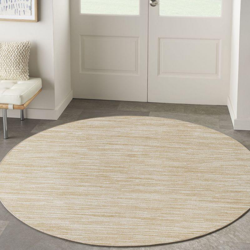 Nourison Essentials Easy Care Indoor Outdoor Area Rug - Ivory Gold 4' x Round