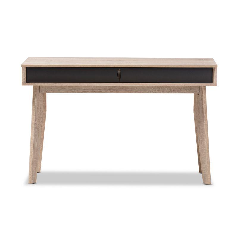 Fella Mid-Century Modern 2-Drawer Study Desk: Oak & Gray Finish - Baxton Studio