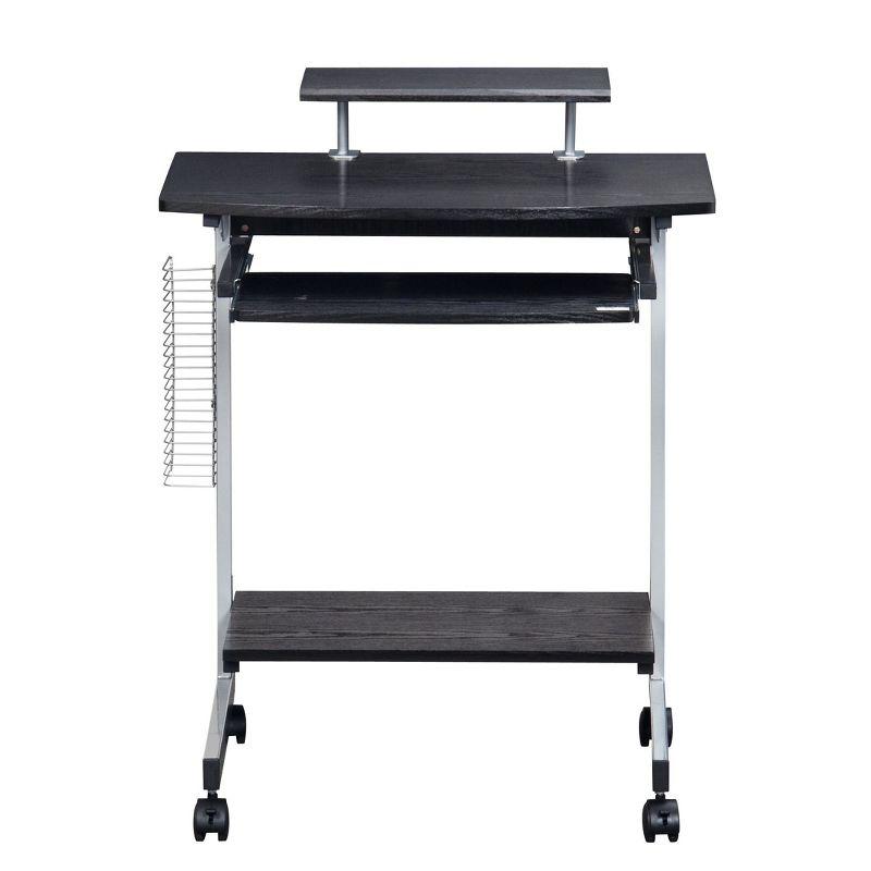 Espresso Compact Workstation Cart with Slide-Out Keyboard Tray