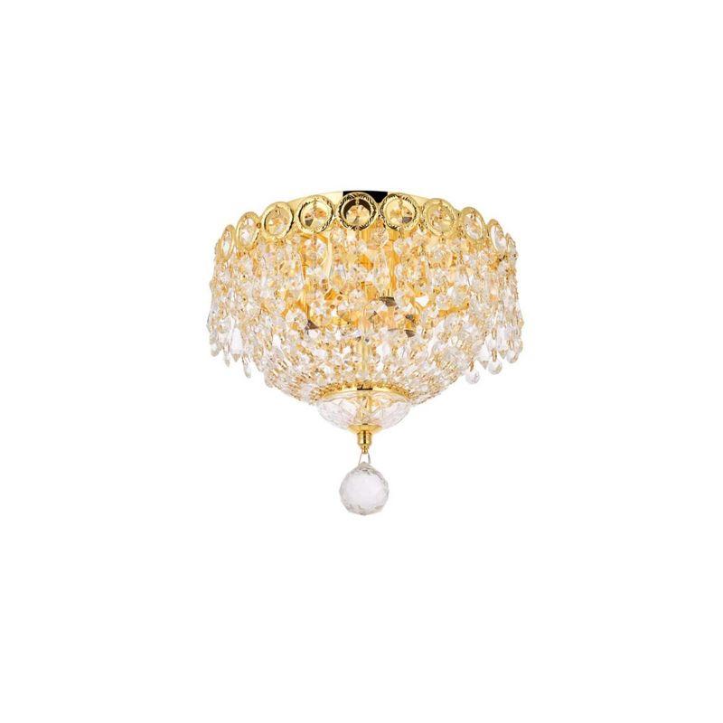 Gold Flush Mount Light with Clear Royal Cut Crystal Trim