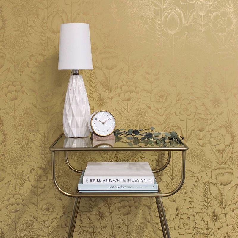 Tempaper & Co. Homestead Floral Removable Peel and Stick Wallpaper, Metallic Marigold, 28 sq. ft.: Vinyl, Self-Adhesive, Washable