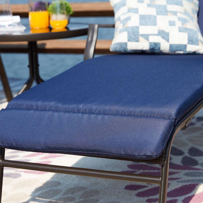 3pc Outdoor Metal Chaise Lounge Set Blue - Patio Festival: Powder-Coated Steel Frame, UV-Resistant
