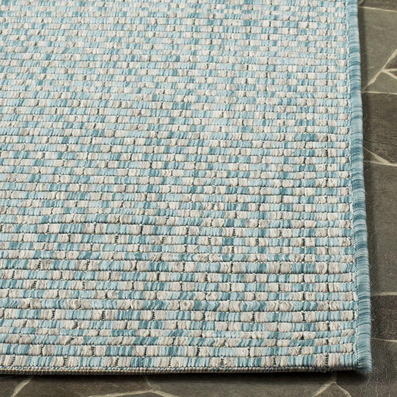 Light Blue and Grey Rectangular Stain-Resistant Synthetic Rug