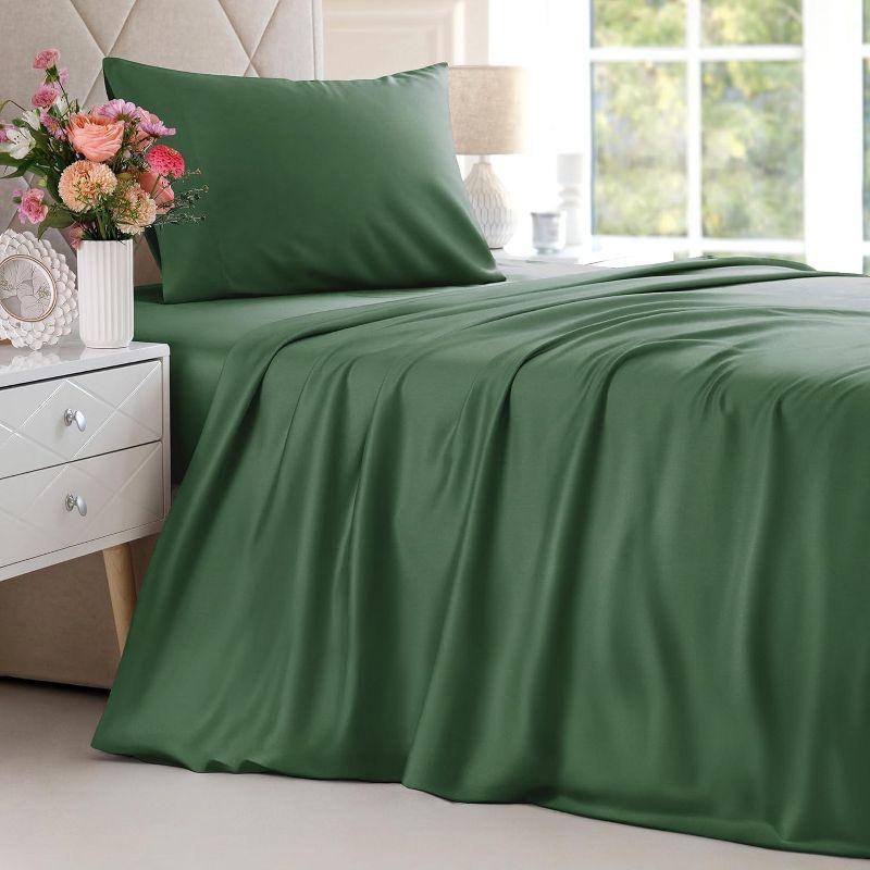 CGK Linens Premium Rayon From Bamboo 4 Piece Deep Pocket Ultra Soft & Cooling Sheet Set