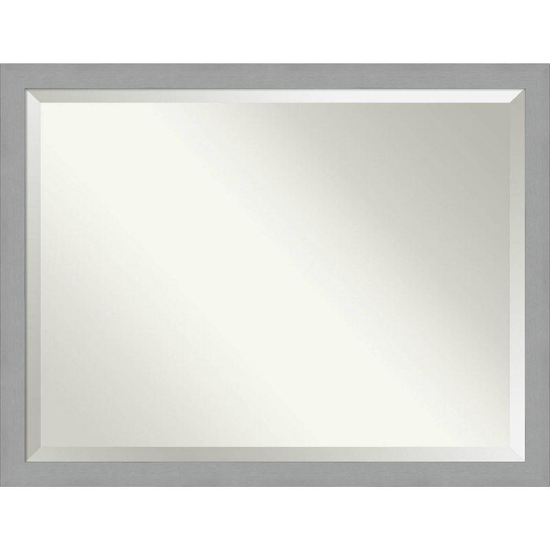 44" x 34" Brushed Nickel Framed Wall Mirror Silver - Amanti Art: Modern Rectangle, No Assembly Required