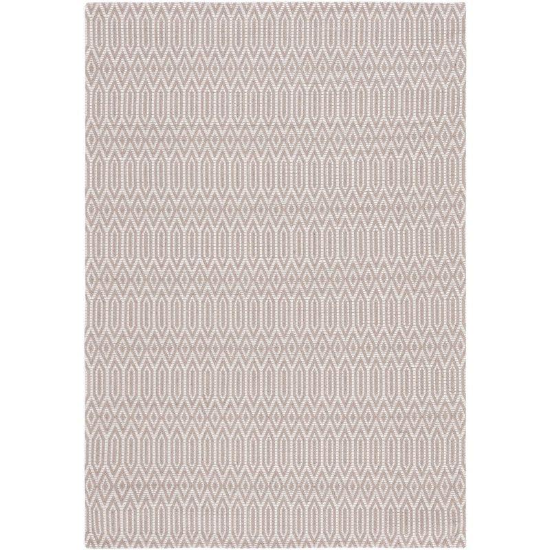 Taupe and Cream Geometric Wool 4' x 6' Area Rug