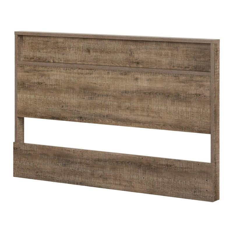 Weathered Oak Full/Queen Headboard with Storage Shelf