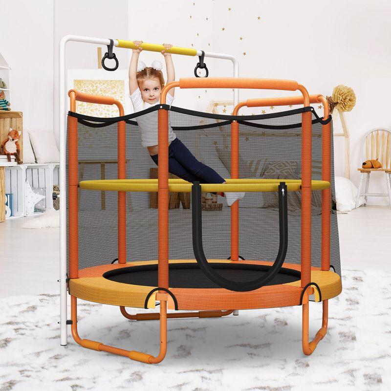 Costway 5FT Kids 3-in-1 Game Trampoline Seamless W/ Enclosure Net Spring Pad In/ Outdoor