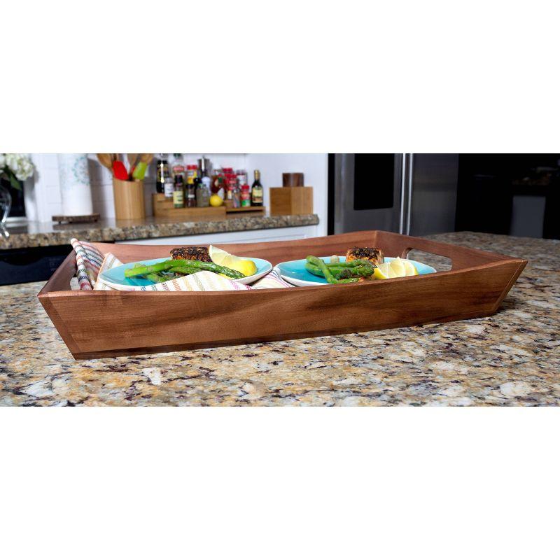 Acacia Wood Curved Serving Tray with Handles