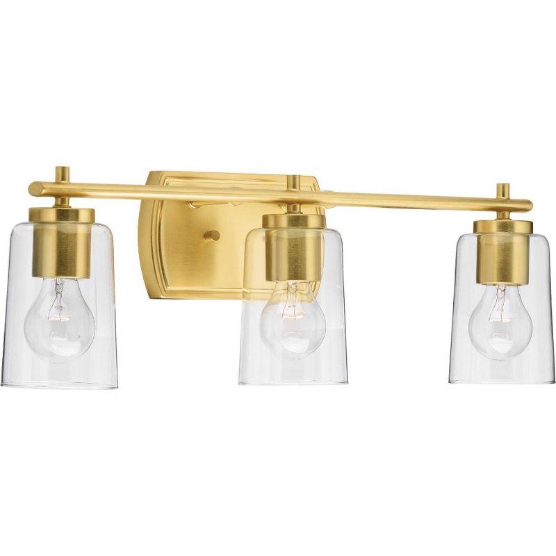 Progress Lighting Adley 3-Light Bath Vanity in Brushed Nickel with Clear Glass Shades