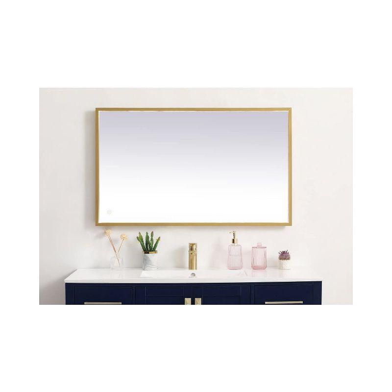 Elegant Lighting Pier 24x30 inch LED Mirror with Adjustable Color Temperature 3000K/4200K/6400K in Brass