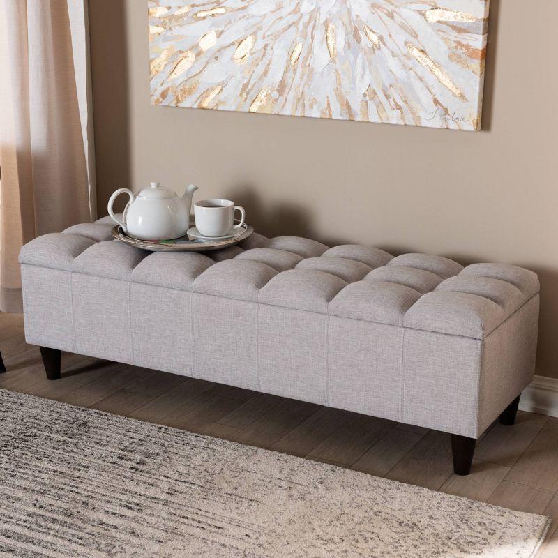 Brette Finished Wood Storage Bench Ottoman Grayish Beige - Baxton Studio: Mid-Century Modern, Bedroom & Entryway