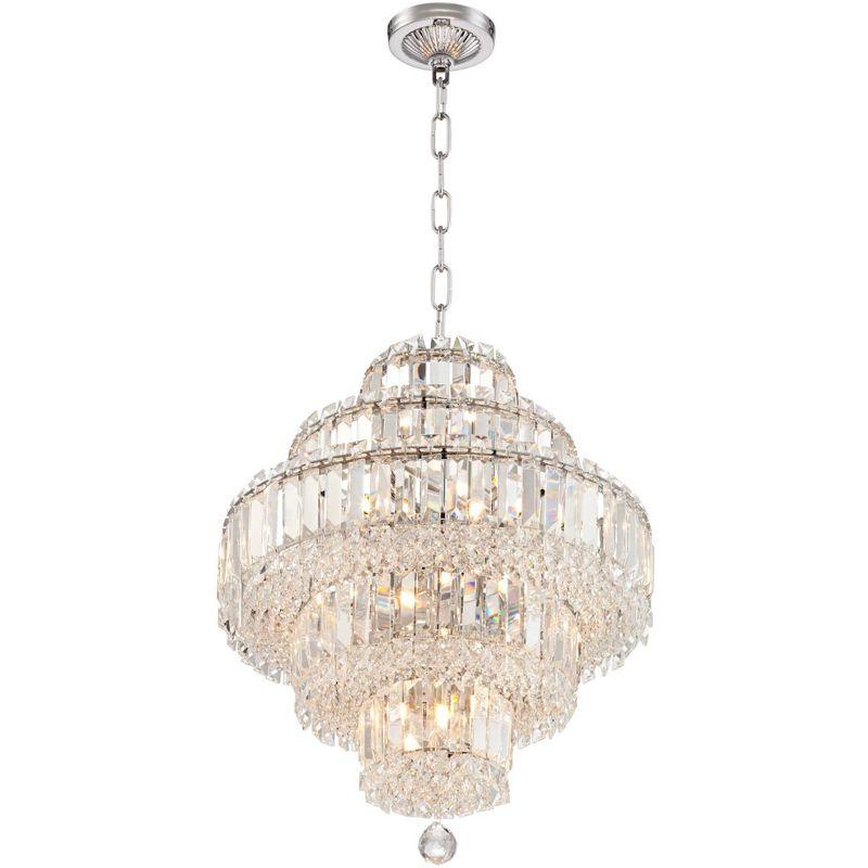 Vienna Full Spectrum Magnificence Chrome Chandelier 18 1/2" Wide Modern Faceted Crystal Glass 18-Light LED Fixture for Dining Room Home Kitchen Island