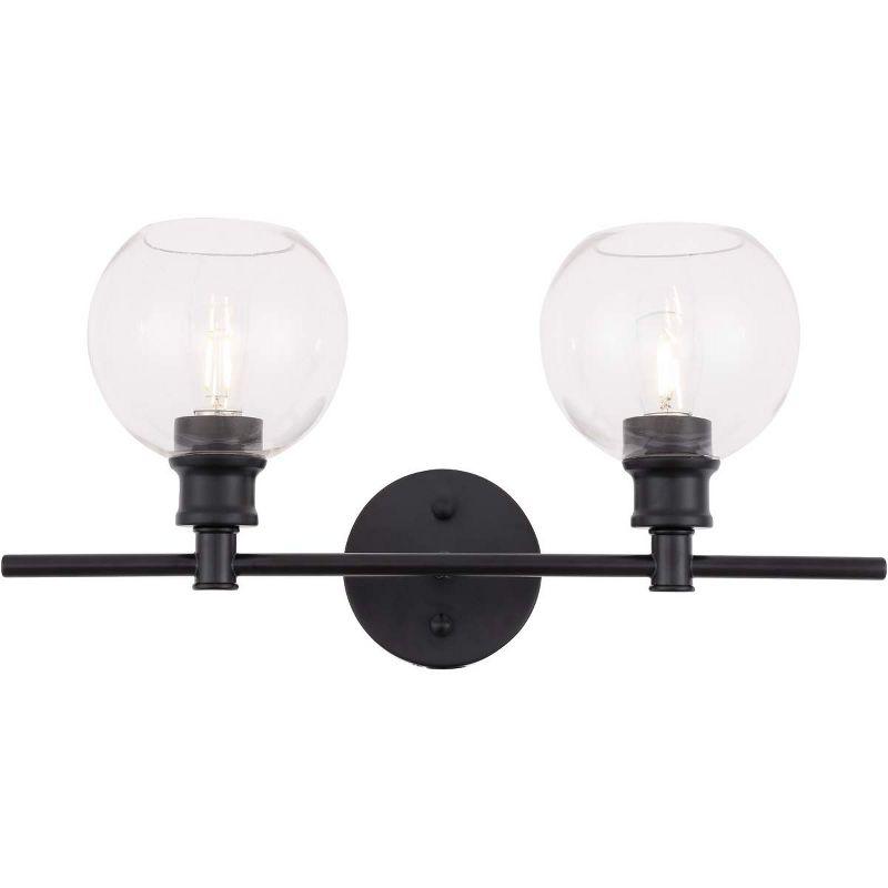 Elegant Lighting Collier 2 light Black and Clear glass Wall sconce