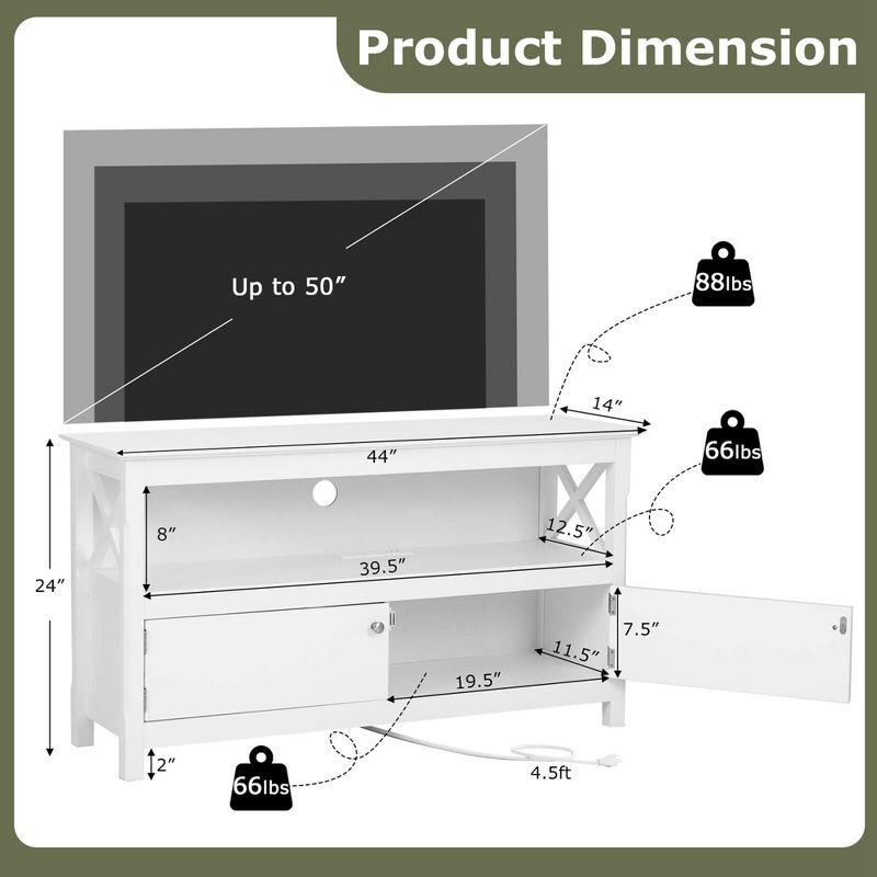 Costway TV Cabinet Freestanding Wooden Console Media Entertainment Center Living Room