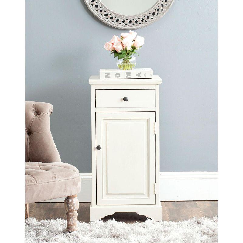 Transitional Hector White Pine Slim Storage Cabinet with Drawer