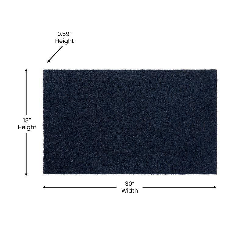 Flash Furniture Harbold 18" x 30" Indoor/Outdoor Solid Natural Coir Doormat with Non-Slip Backing in Navy
