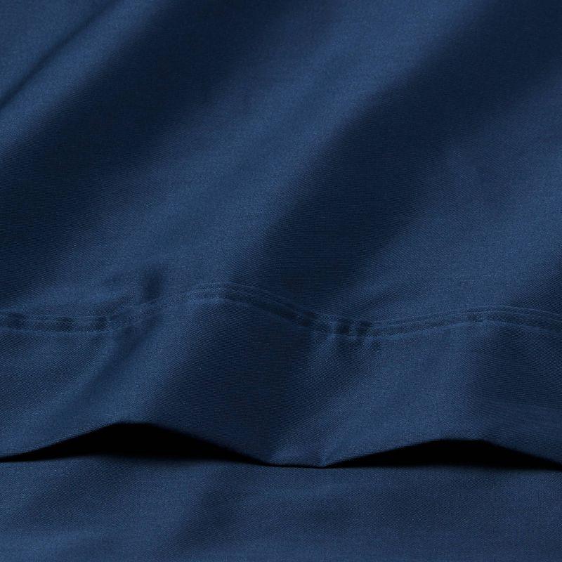 Queen 400 Thread Count Performance Flat Sheet Metallic Blue - Threshold™: Cotton Sateen, Shrink-Resistant, Machine Washable