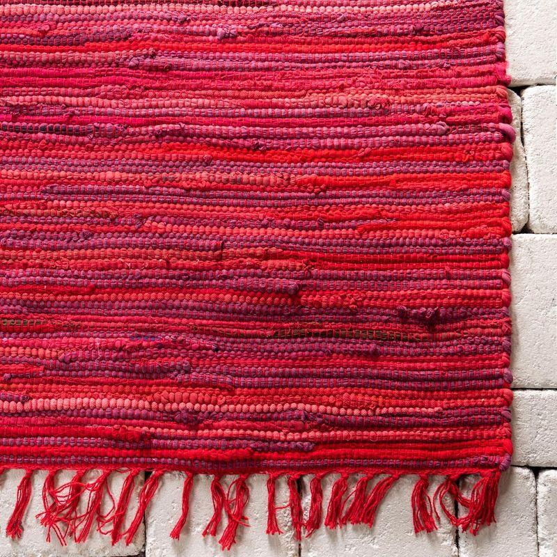 Presley Striped Hand-Knotted Cotton Red Area Rug