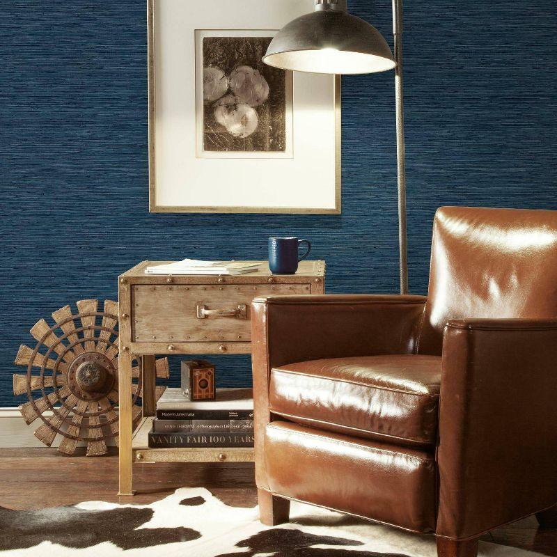 RoomMates Grasscloth Blue Peel & Stick Wallpaper