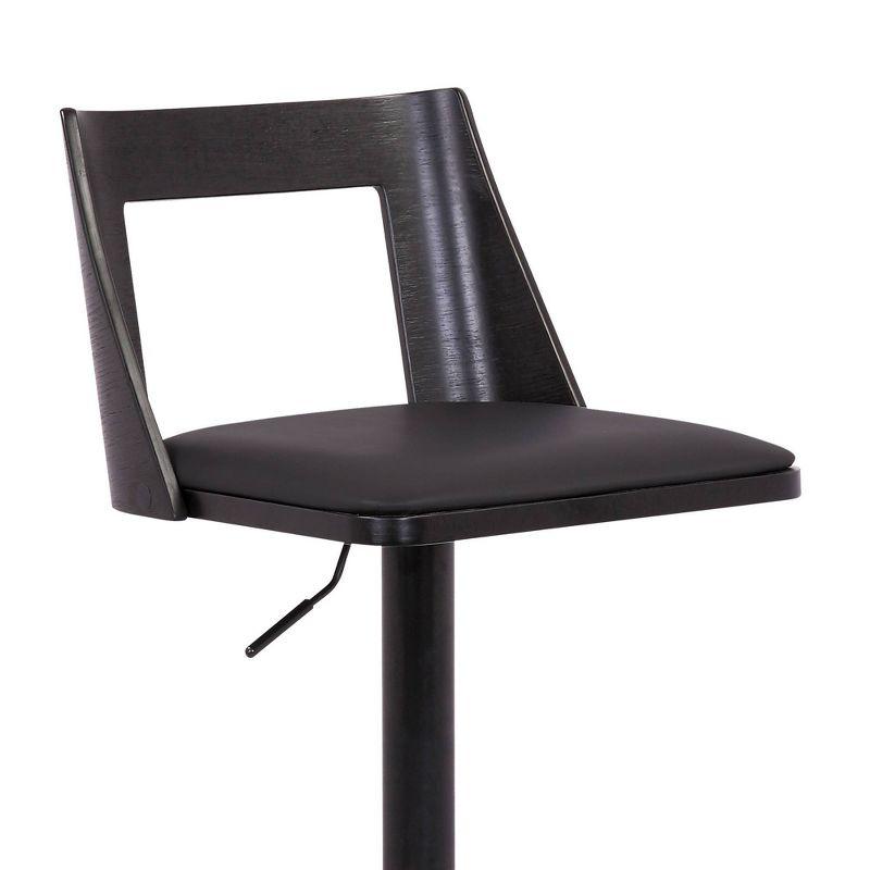 Milan Adjustable Swivel Faux Leather Metal Barstool - Armen Living