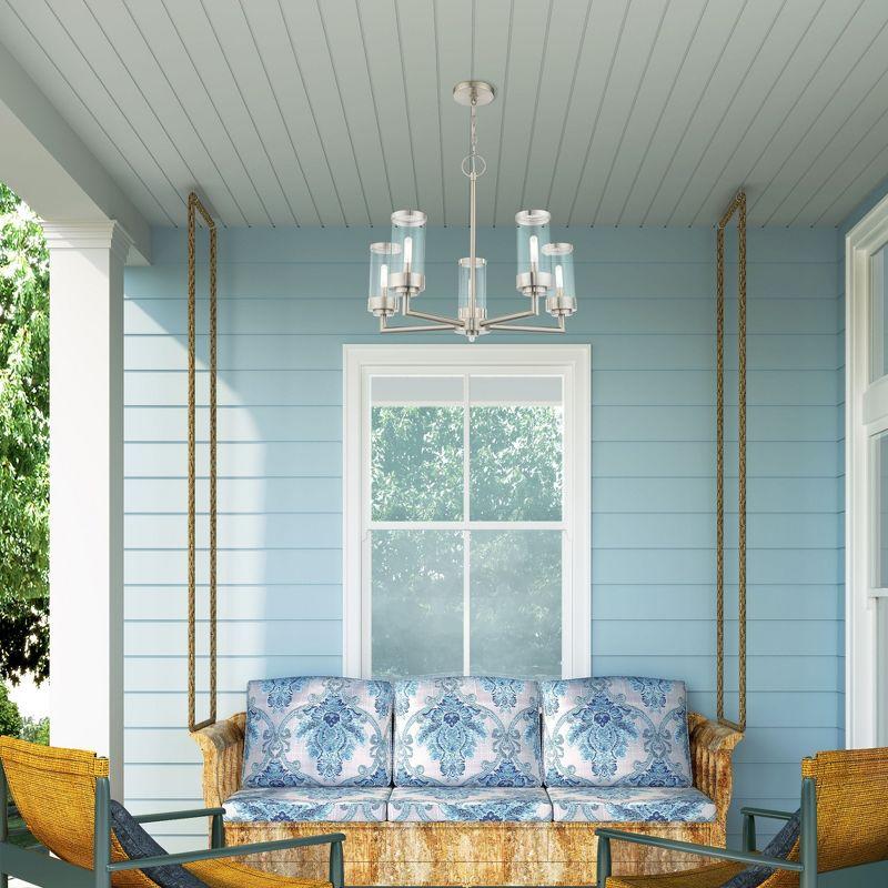 Gracie Oaks Taylen 5 - Light Stainless Steel Cylinder Chandelier