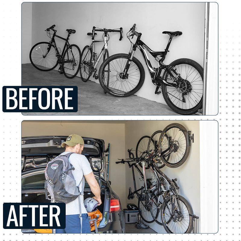 StoreYourBoard Swivel Mount Bike Storage Rack | 2 Bike Garage Wall Hooks | Deep Water