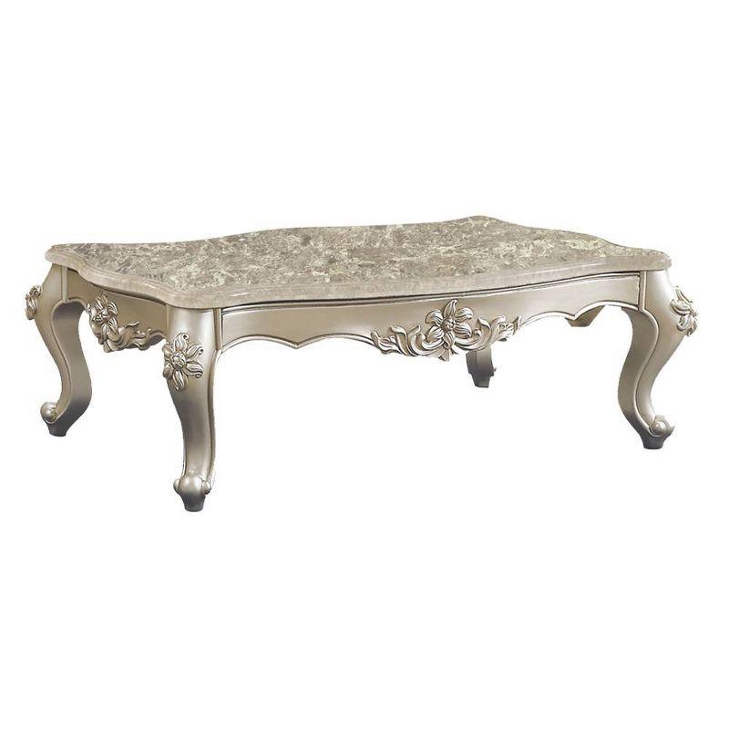 57" Bently Coffee Table Marble Top and Champagne - Acme Furniture