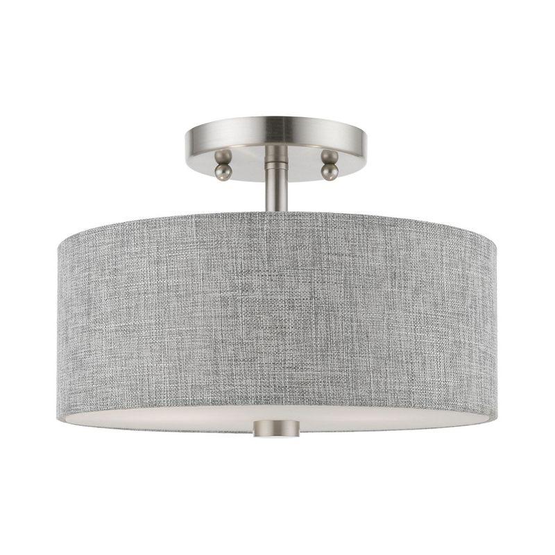 Livex Lighting Dakota 2 - Light Semi-Flush Mount in  Brushed Nickel/Shiny White