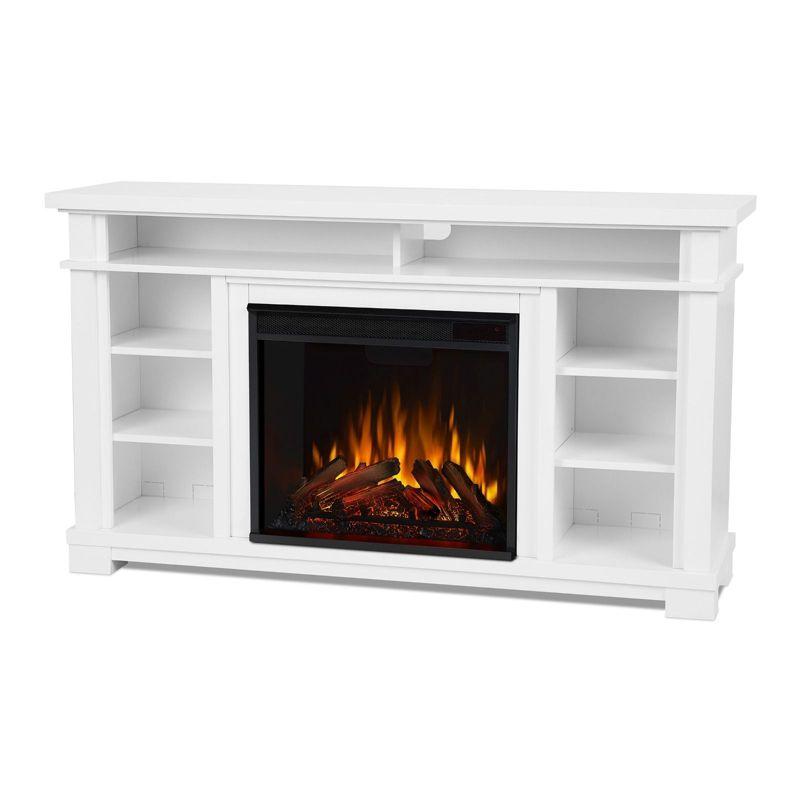 Belford 56" White Electric Fireplace TV Stand with Shelves