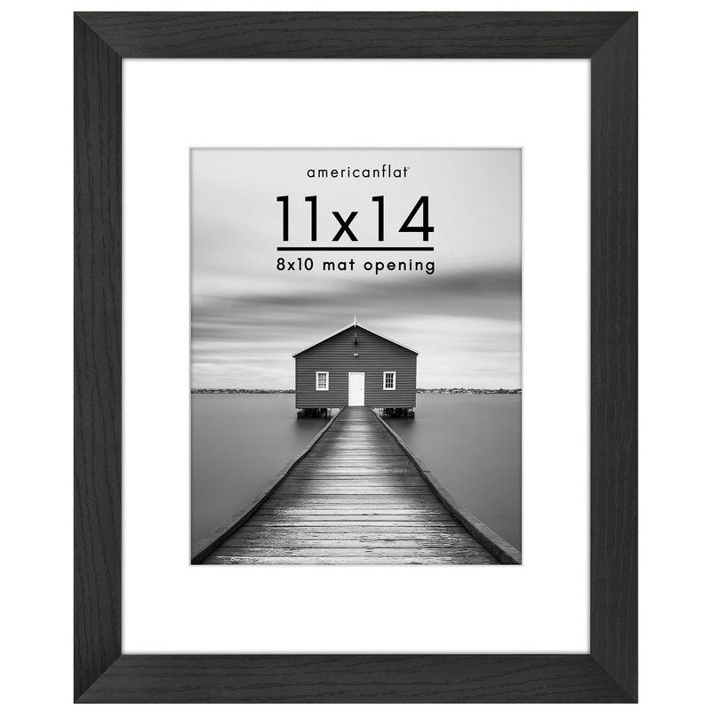 Americanflat Americanflat Picture Frame - Frame with Mat - Wide Molding - Shatter-Resistant Glass