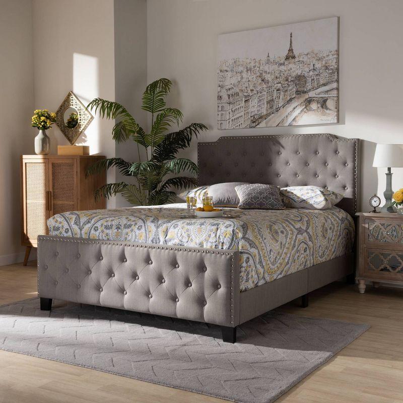 Marion Fabric Upholstered Button Tufted Panel Bed - Baxton Studio