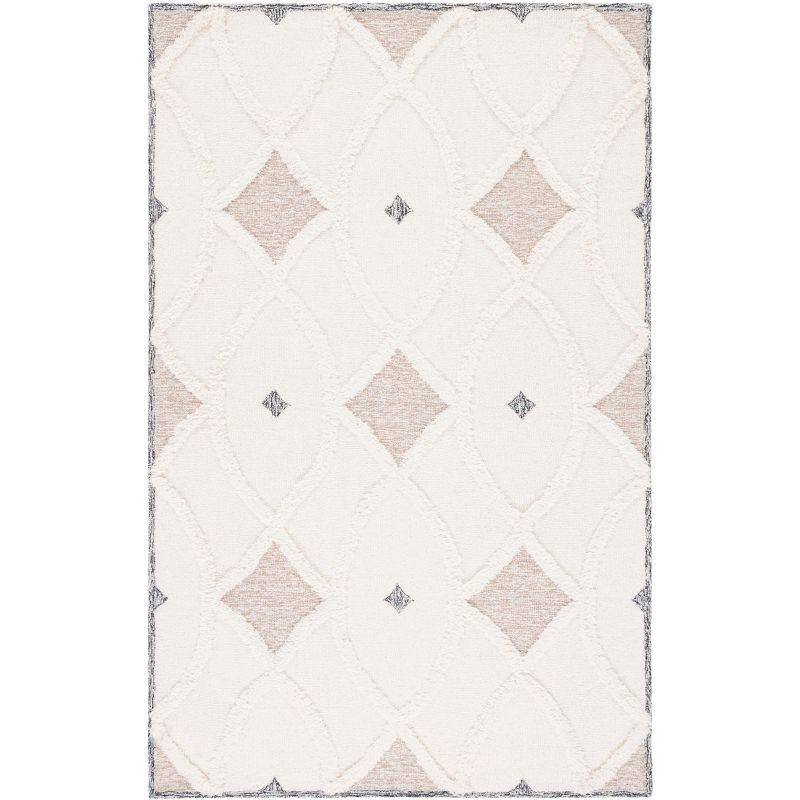 Ivory Hand-Tufted Shag Wool Area Rug 4' x 6'