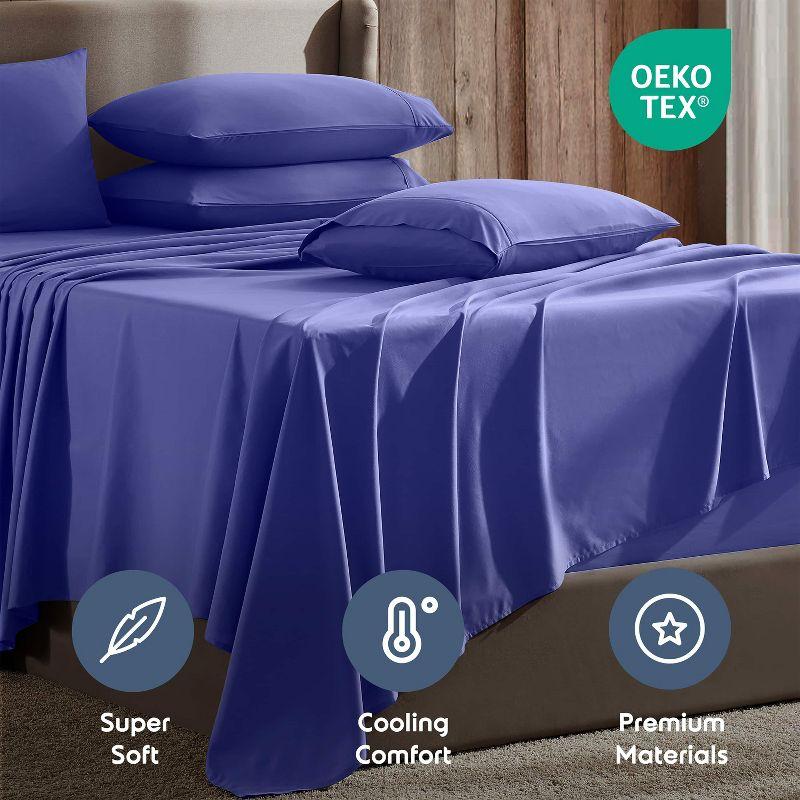 Nestl Extra Deep Pocket 6 Piece Sheet Sets, King Size Sheets & Pillowcases - Royal Blue