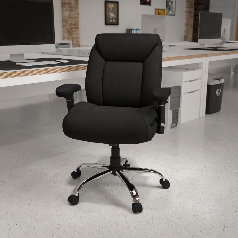 Black Fabric Ergonomic Swivel Office Chair with Adjustable Arms