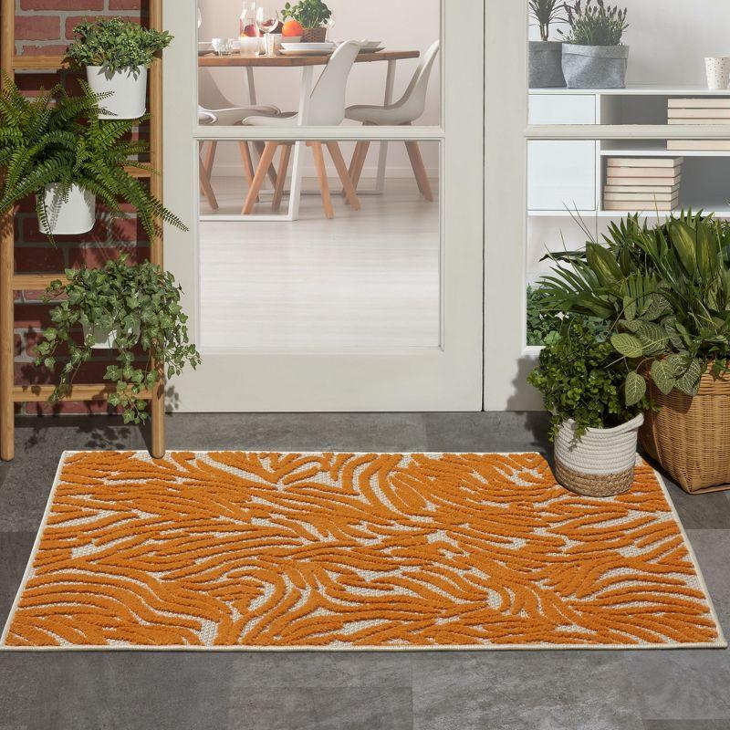 Nourison Aloha Vibrant Zebra Indoor/Outdoor Area Rug Orange 2'8" x 4'