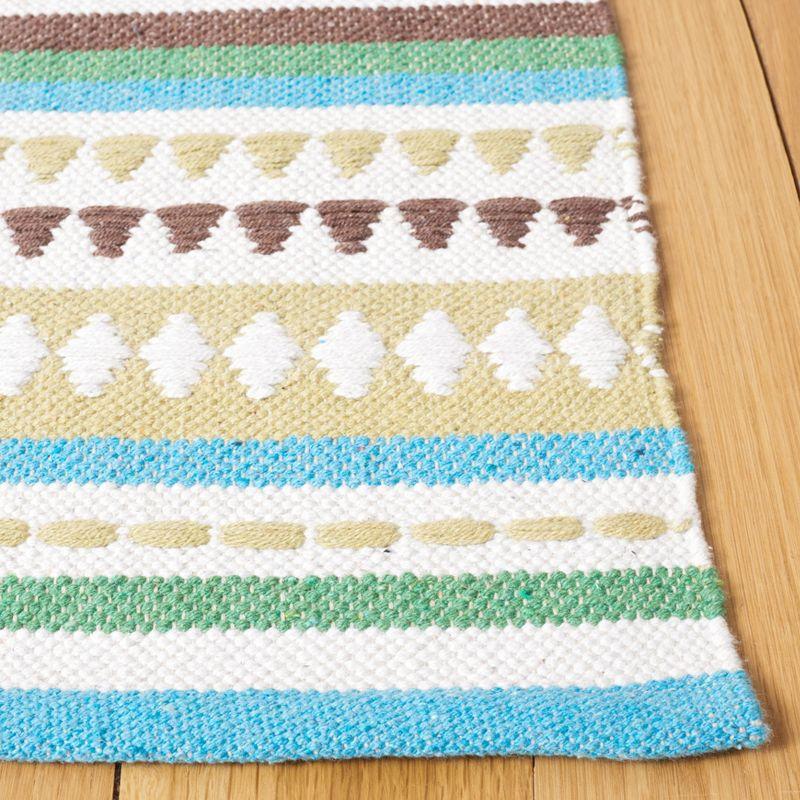 Handmade Light Blue Cotton Flat Woven Square Rug