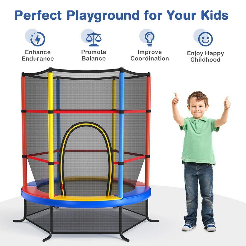 Costway 55'' Kids Trampoline Bouncing Jumping Mat Recreational Trampoline W/Enclosure Net