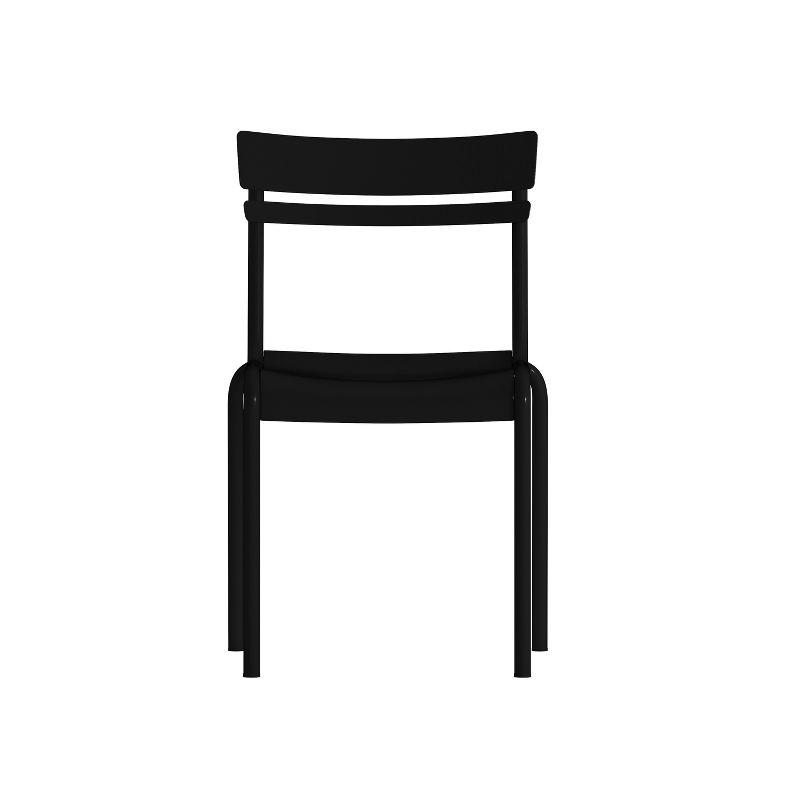 Flash Furniture Nash Commercial Grade Steel Stack Chair, Indoor-Outdoor Armless Chair with 2 Slat Back, Set of 4