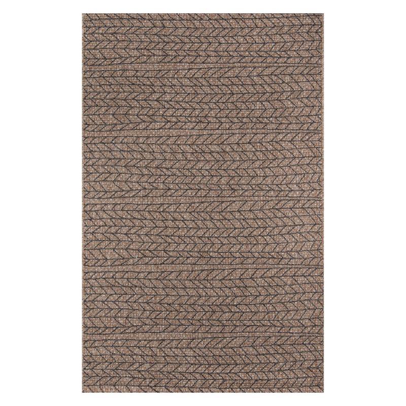 3'11"x5'7" Stripe Loomed Accent Rug Tan - Momeni: Indoor Outdoor Low Pile Entryway Area Rug
