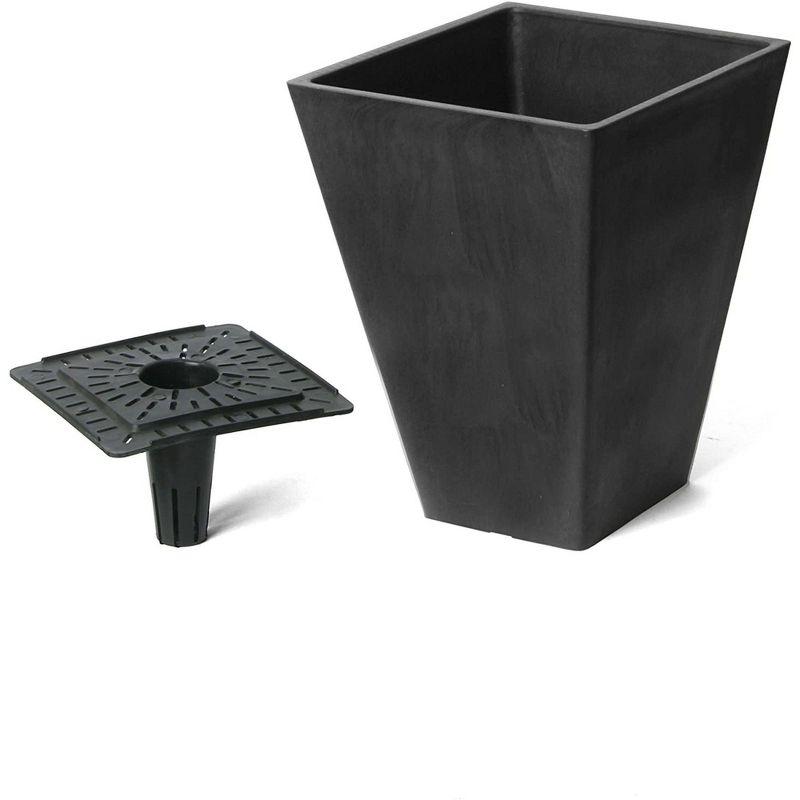Algreen Valencia Square Flower Pot/Planter, Black, 10in