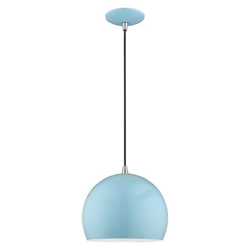 Shiny Baby Blue Mini Aluminum Pendant with White Interior