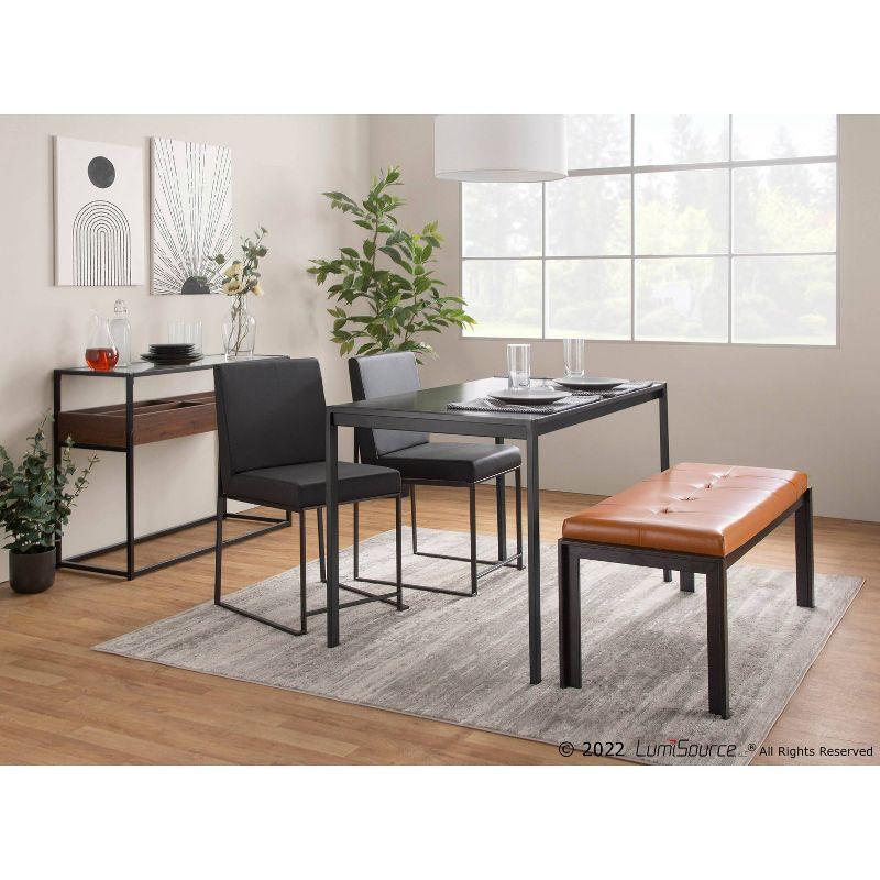 46" Fuji PU Leather/Metal Bench Black/Camel - LumiSource: Upholstered Rectangle, Padded Seat, 500lb Capacity