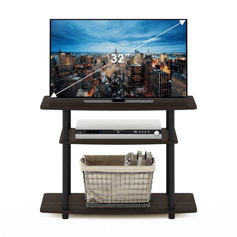 Furinno 3-Tier TV Stand Console Table for TV's up to 32" Media Entertainment Center No Tools Dark Brown/Black