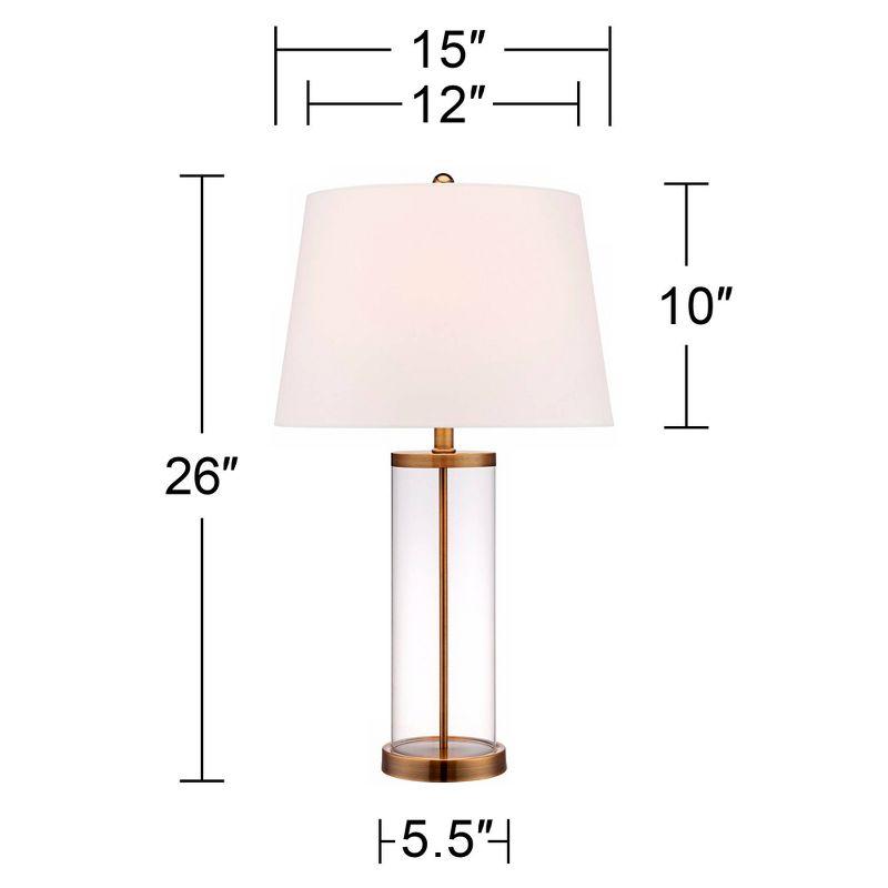 360 Lighting Coastal Table Lamp 26" High Glass Cylinder Gold Fillable White Drum Shade for Living Room Family Bedroom Bedside Nightstand